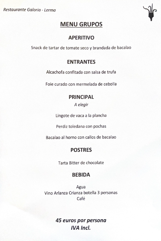 Menú grupos Navidad